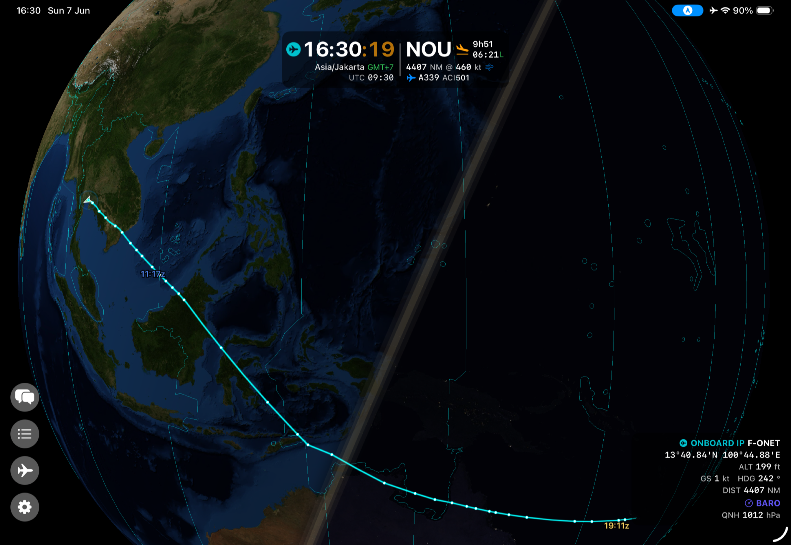 Off 2 NASA Blue Marble globe with live day/night terminator on iPad