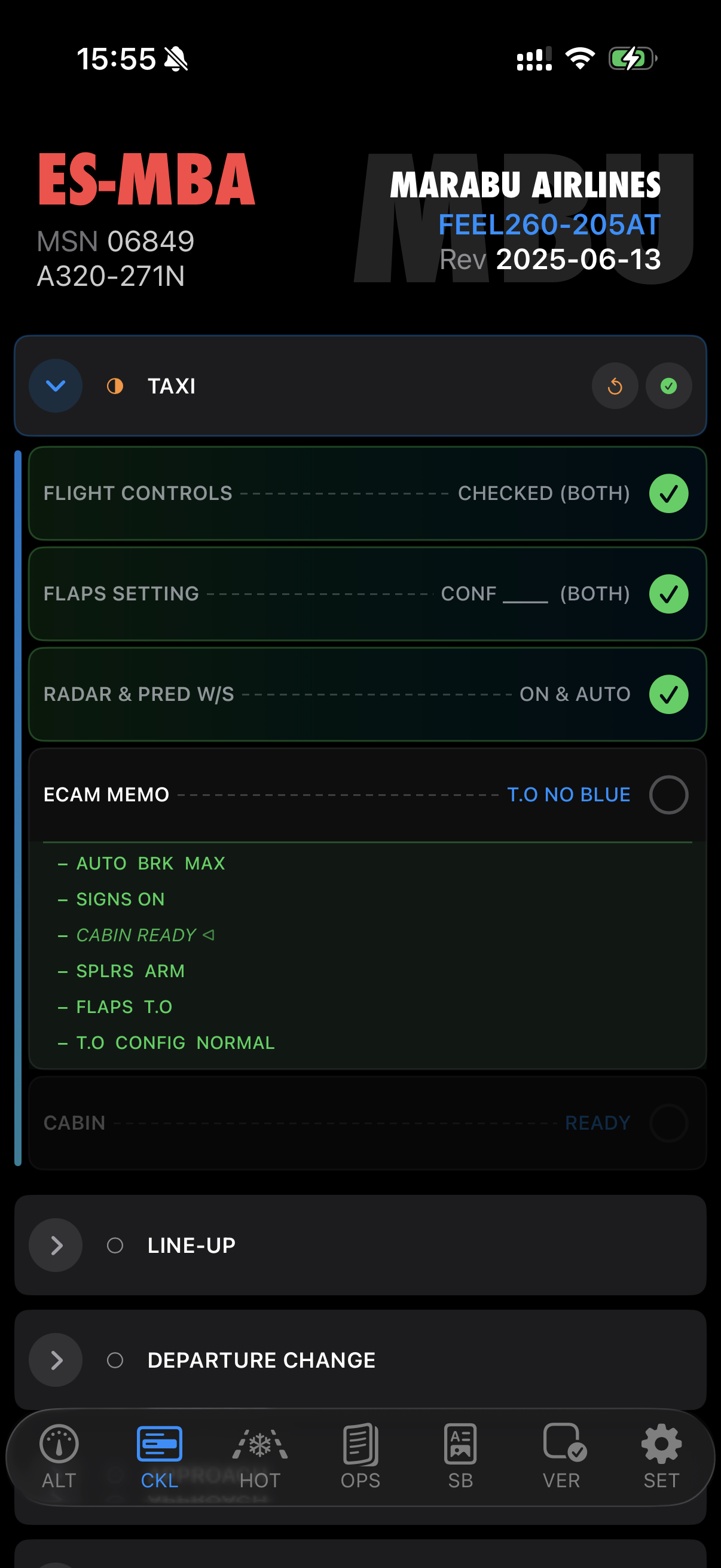 sQRH checklists on iPhone