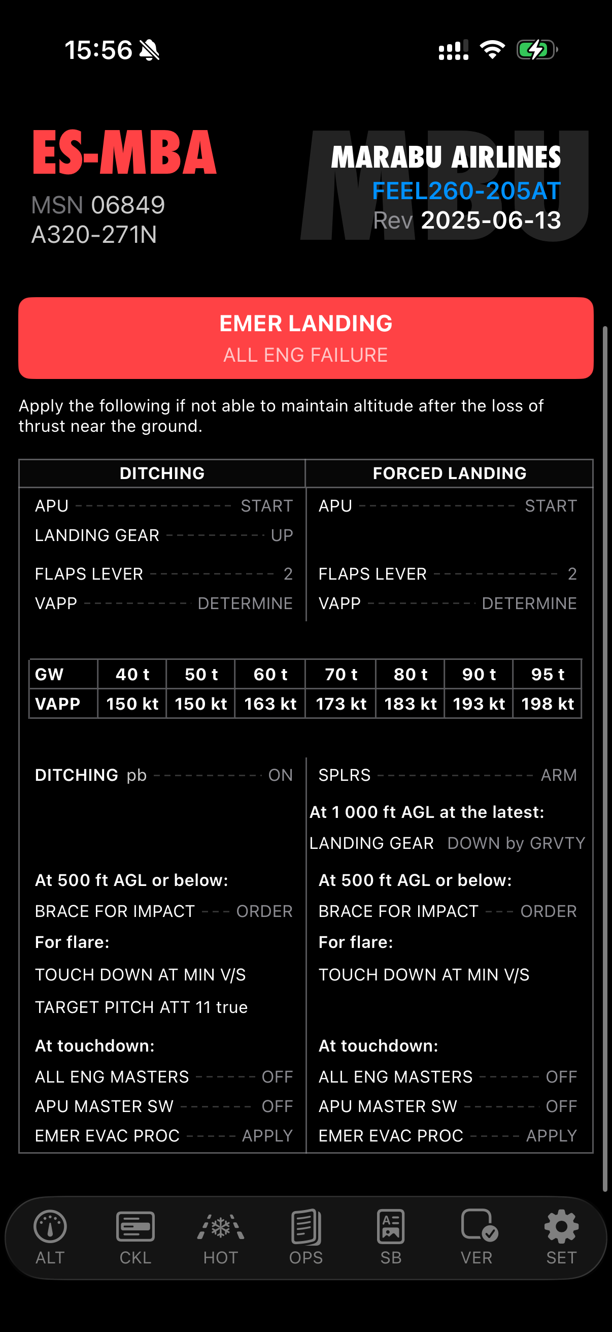 sQRH emergency procedures on iPhone