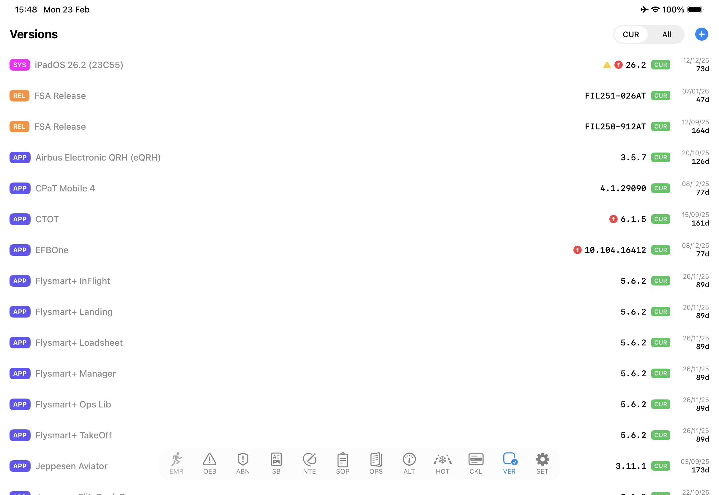 sQRH on iPad — full version browser
