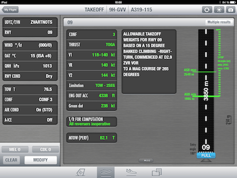 FlySmart EFB on an iPhone in a cockpit environment